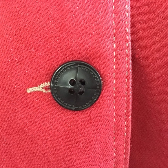 Denim & Co. Heavy Weight Red Heavy Denim Lined Button Front  Topstitched Coat M - Picture 2 of 14